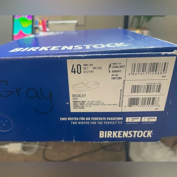 Birkenstock Pebble Gray Leather Clogs - Picture 4 of 11